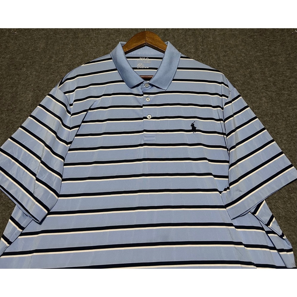 Polo ralph lauren performance polo shirt striped blue golf stretch size 2XL - Picture 1 of 8
